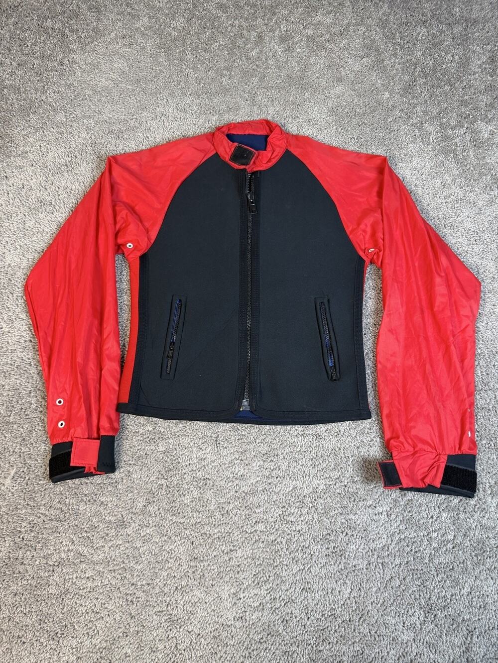 Coup! Swimsuit Mens Medium Red Black Neoprene Nylon Zip Pockets Cuffs